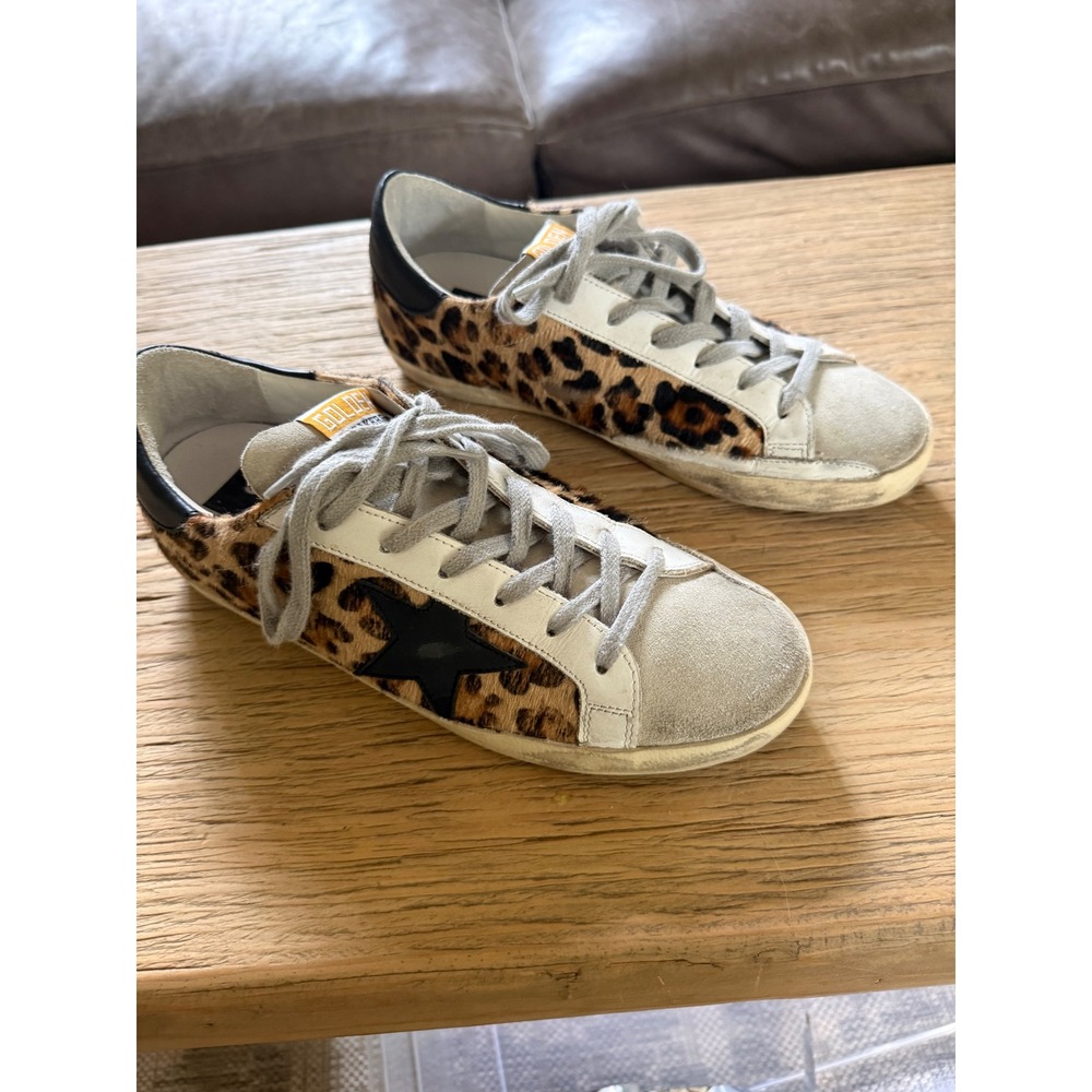 Golden Goose CURRENT ONLINE Superstar Leopard Print Calf Hair Black Star Size 39 - Picture 4 of 9